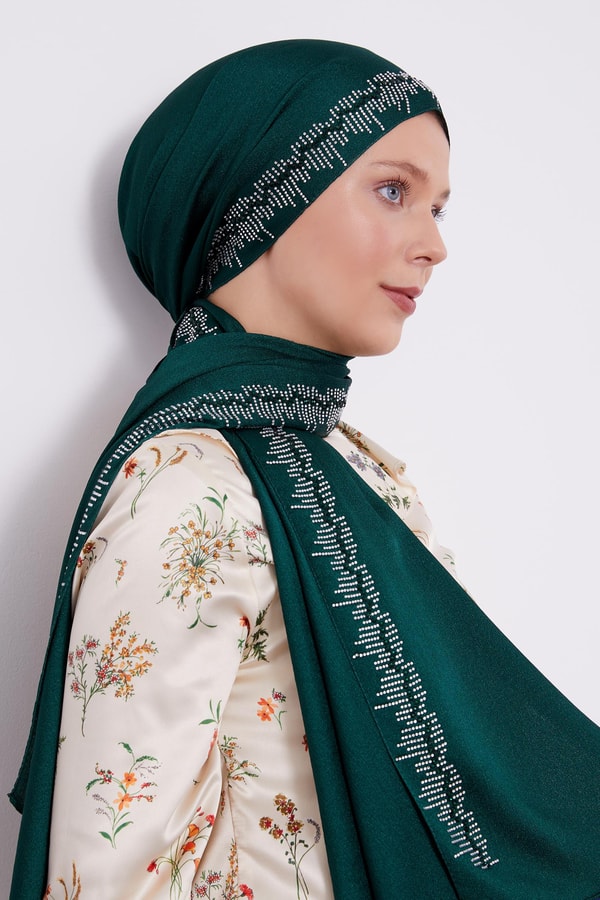 LevidorLevidor Zümrüt Çubuk Şeritli Diamond Şal