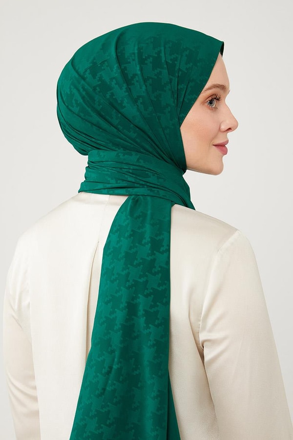 LevidorLevidor Zümrüt Jakarlı Puzzle Desen Elegance Şal