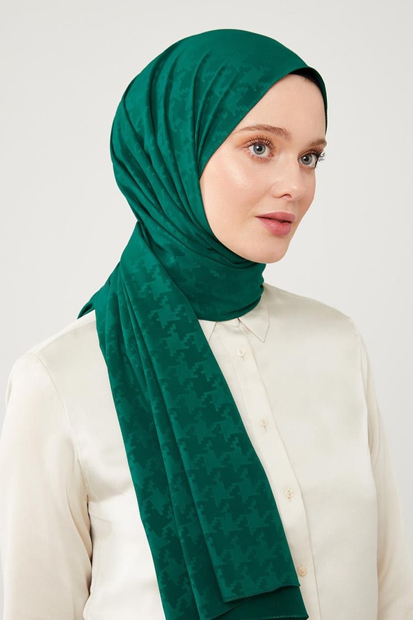 LevidorLevidor Zümrüt Jakarlı Puzzle Desen Elegance Şal