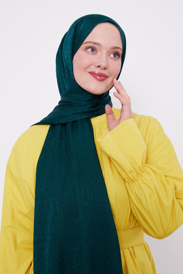 LevidorLevidor Zümrüt Labirent Desen Jakarlı Janjan Şal