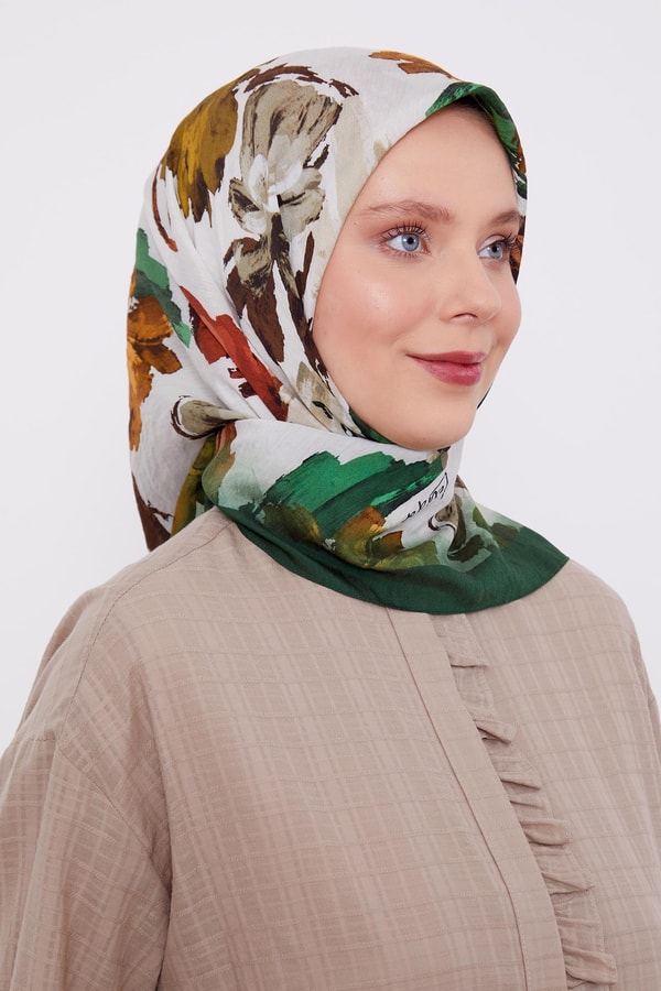 LevidorLevidor Zümrüt Soyut Desen Modal İpek Eşarp
