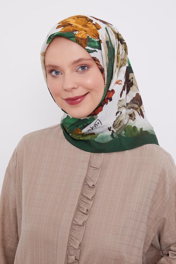 LevidorLevidor Zümrüt Soyut Desen Modal İpek Eşarp