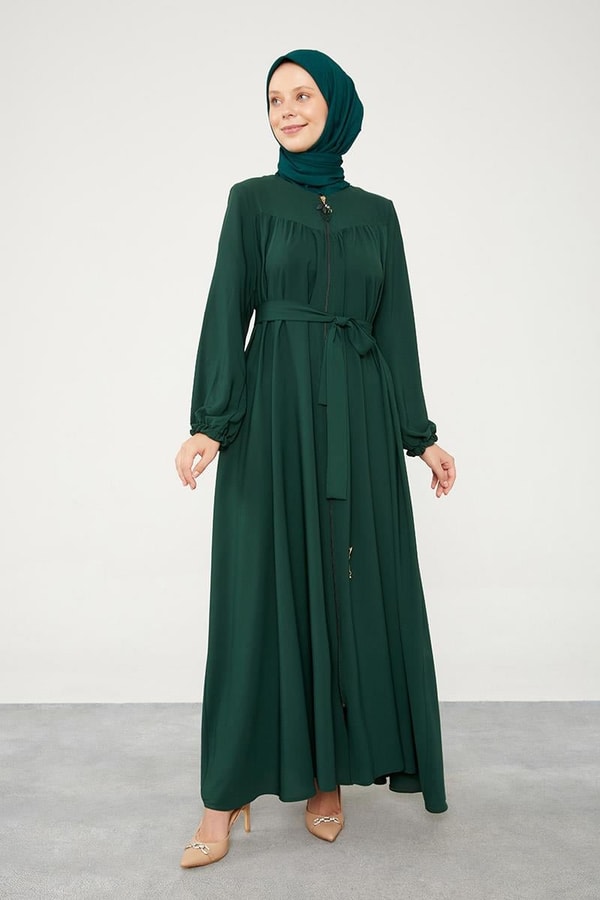 LevidorLevidor Zümrüt Yakası Büzgülü Ferace