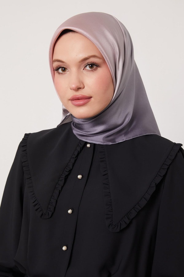 LevidorLeylak Geçişli Twill İpek Eşarp