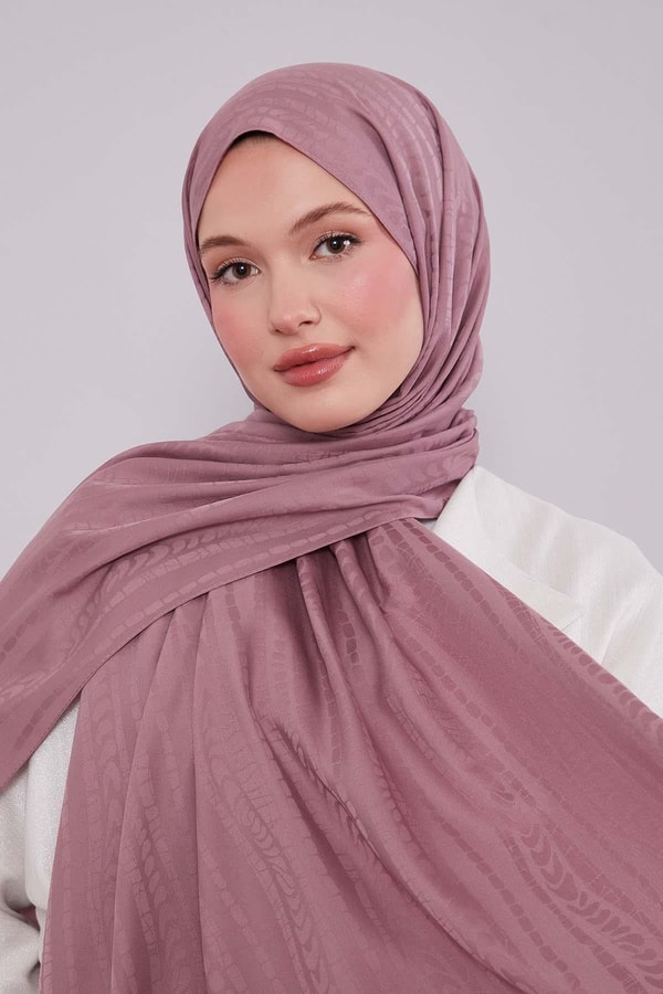 LevidorLeylak Karışık Şerit Desen Green Şal