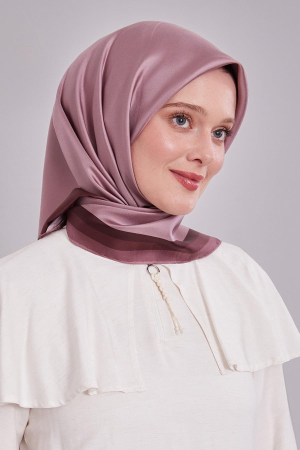 LevidorLeylak Kenar Bordürlü Twill İpek Eşarp