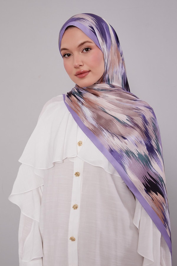 LevidorLila Alacalı Desen Twill Şal