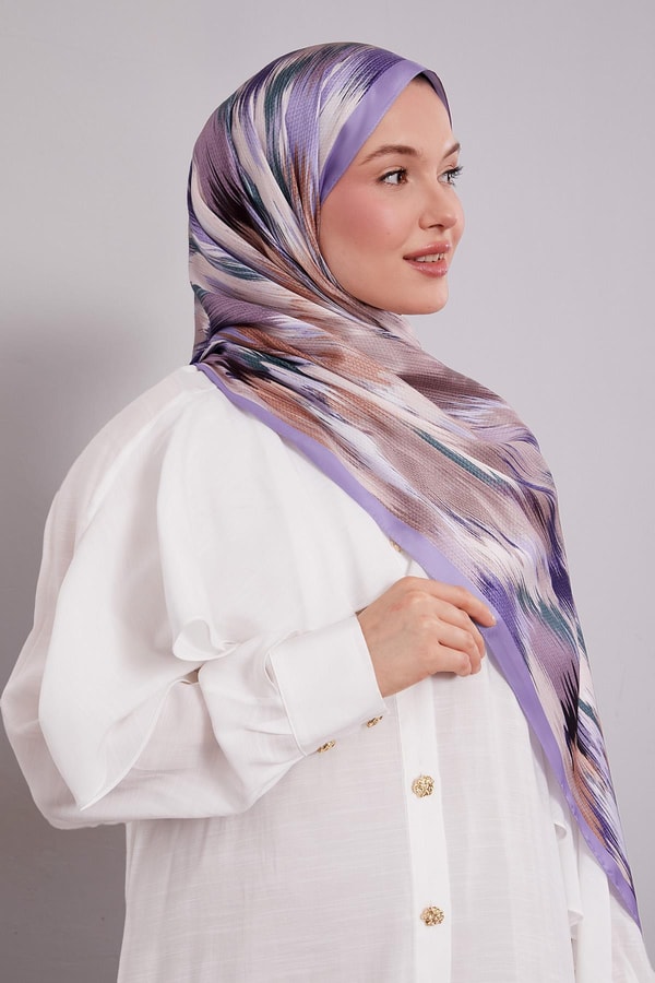 LevidorLila Alacalı Desen Twill Şal
