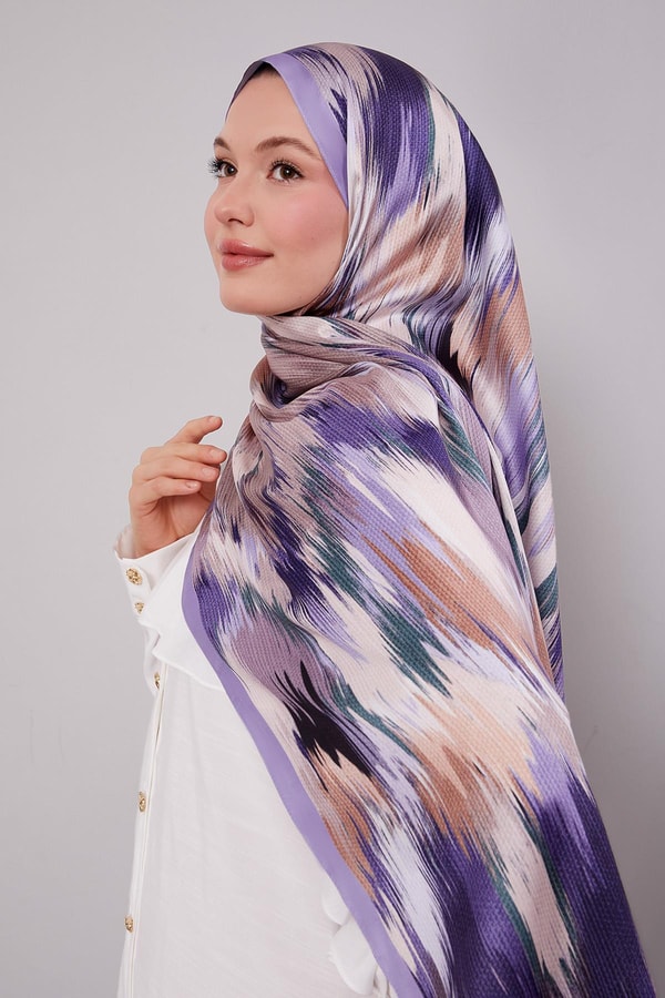 LevidorLila Alacalı Desen Twill Şal
