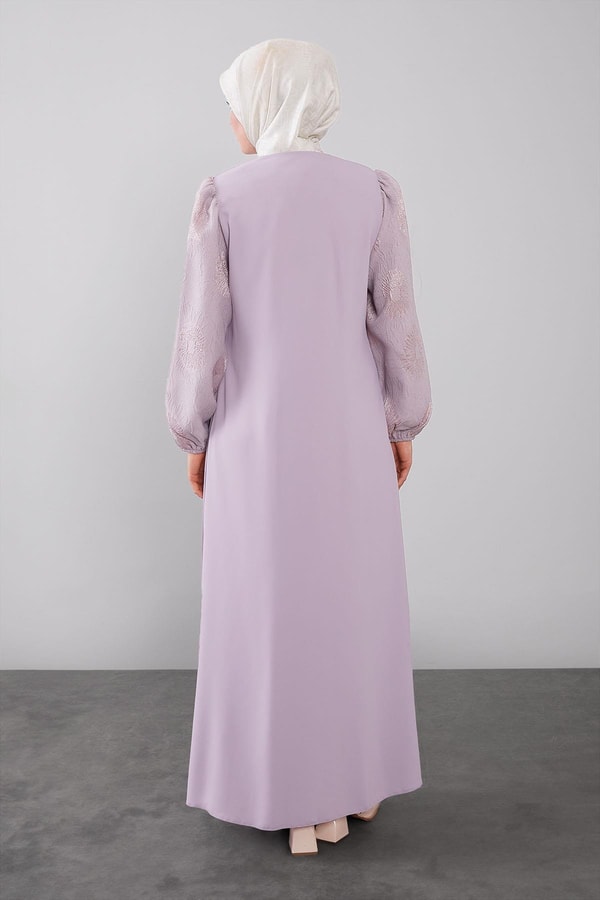 LevidorLila Balon Kol İşleme Detaylı Ferace