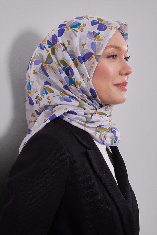 LevidorLila Çiçek Desen Soft Eşarp