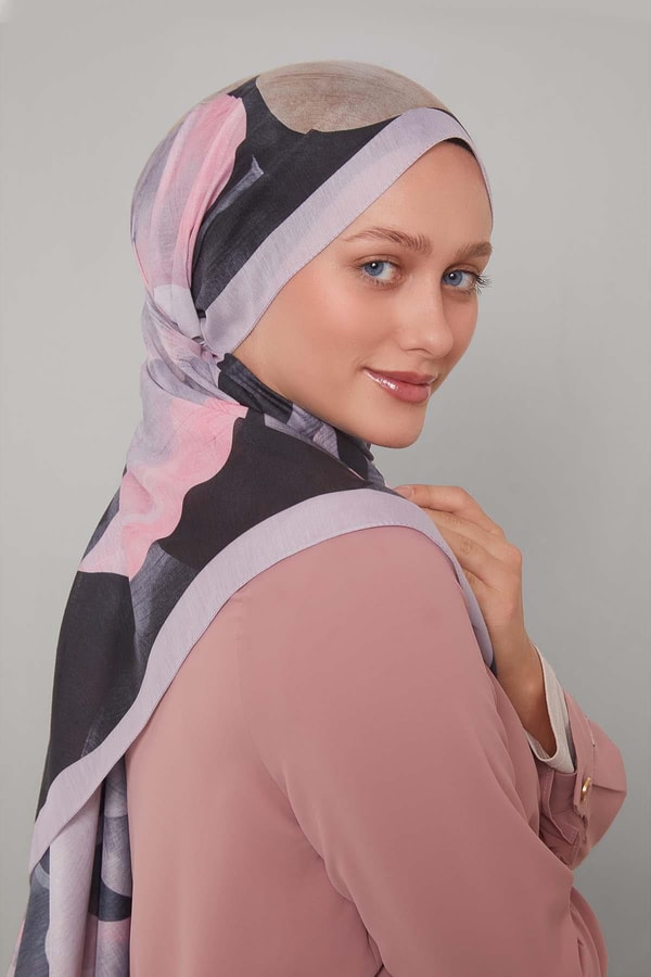 LevidorLila Çiçek Desen Sport Şal
