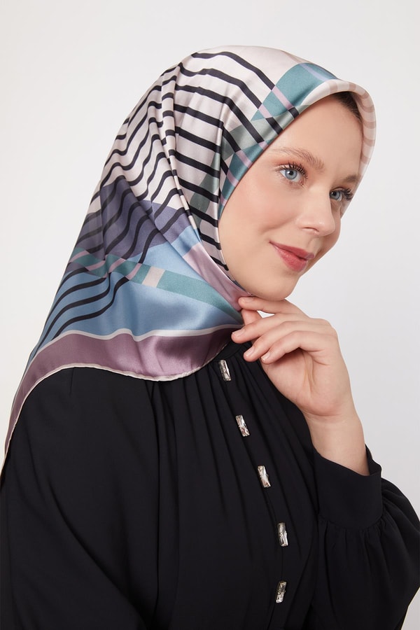 LevidorLila Çizgili Cool Eşarp