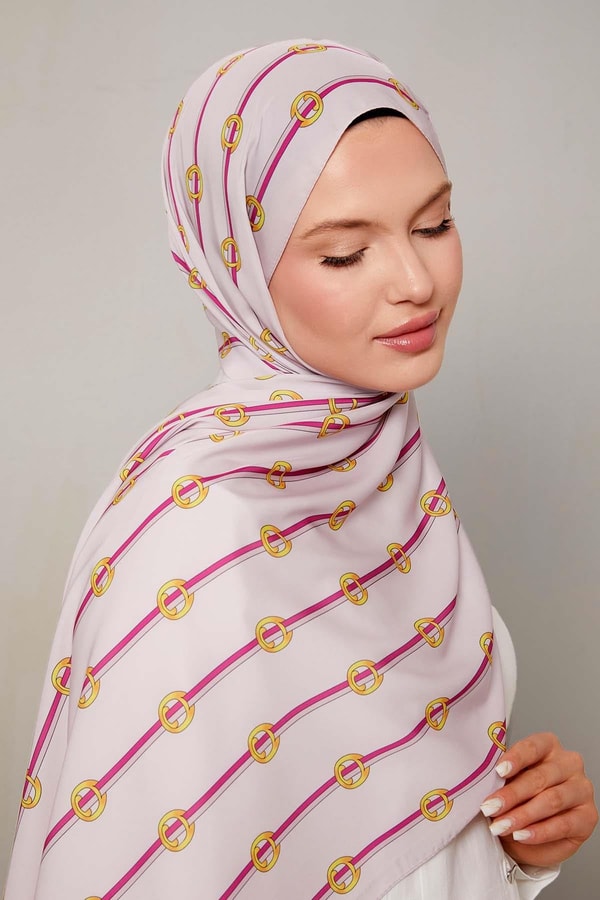 LevidorLila Çizgili Halka Desen Club Şal