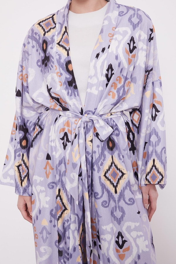 LevidorLila Etnik Desen Salaş Pantolonlu Takım