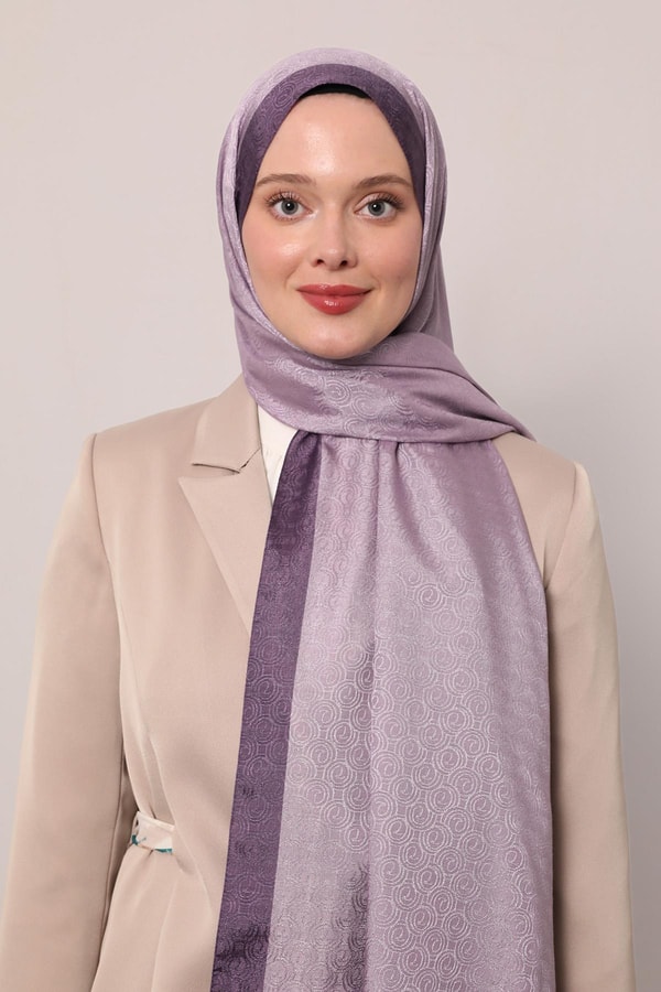 LevidorLila Halka Desen Monogram Şal