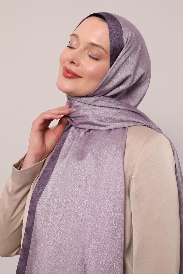LevidorLila Halka Desen Monogram Şal