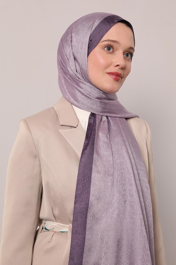 LevidorLila Halka Desen Monogram Şal