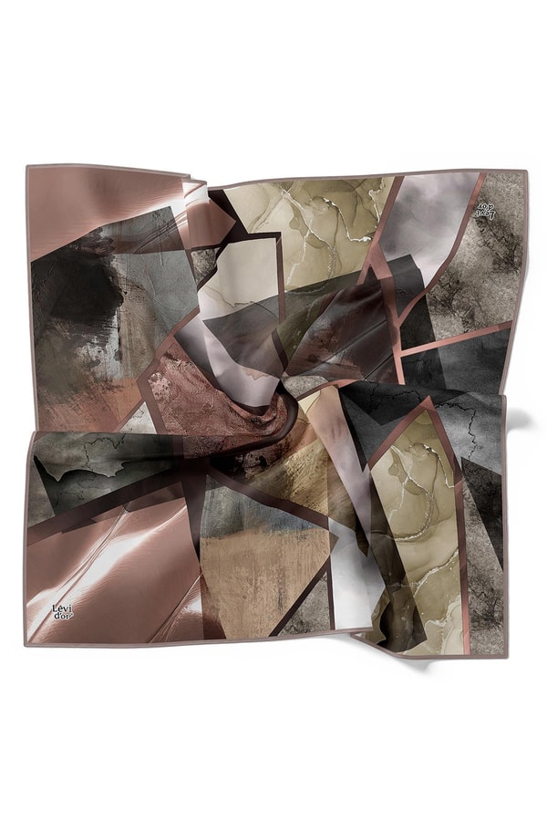 LevidorLila Karışık Desen Twill İpek Eşarp