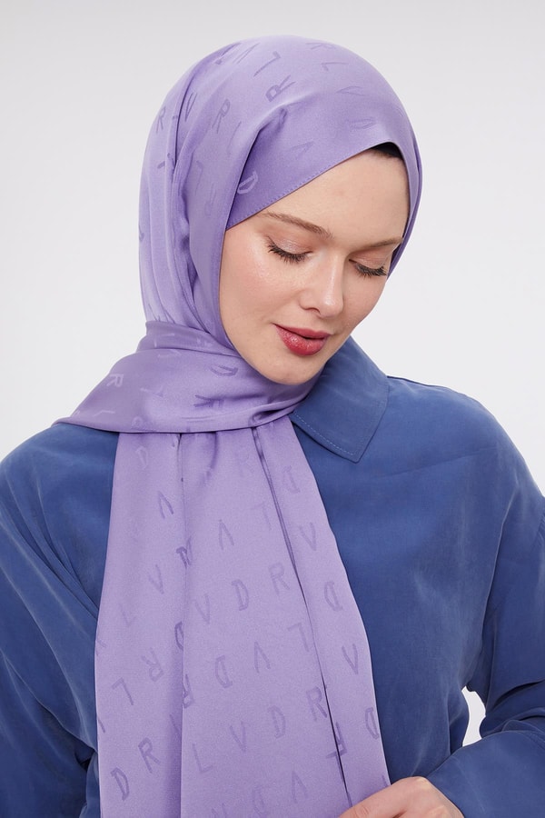 LevidorLila LVD Baskılı Jakarlı Şal