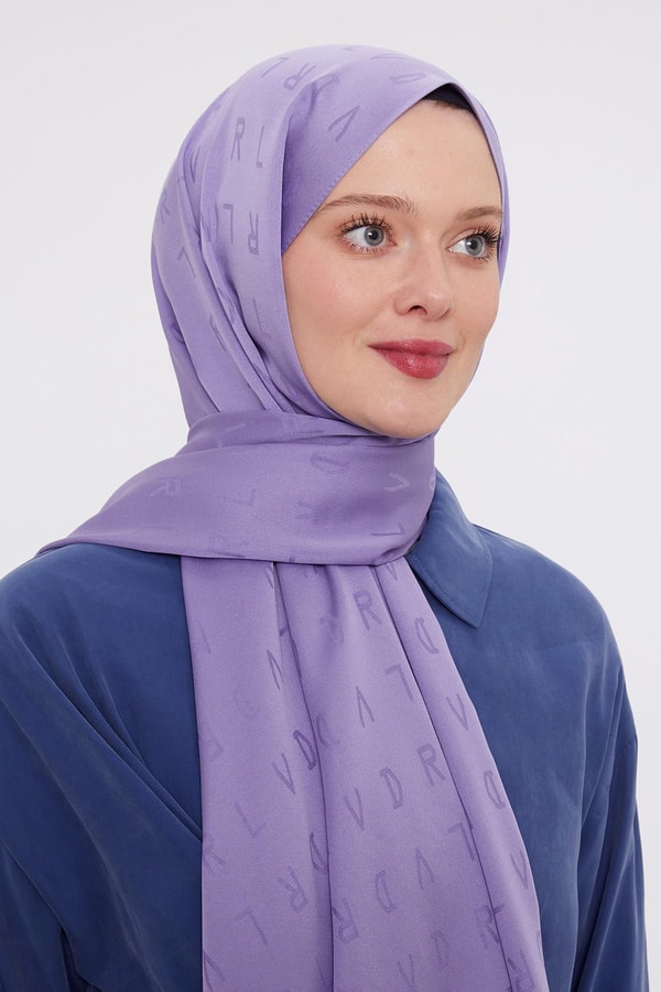 LevidorLila LVD Baskılı Jakarlı Şal