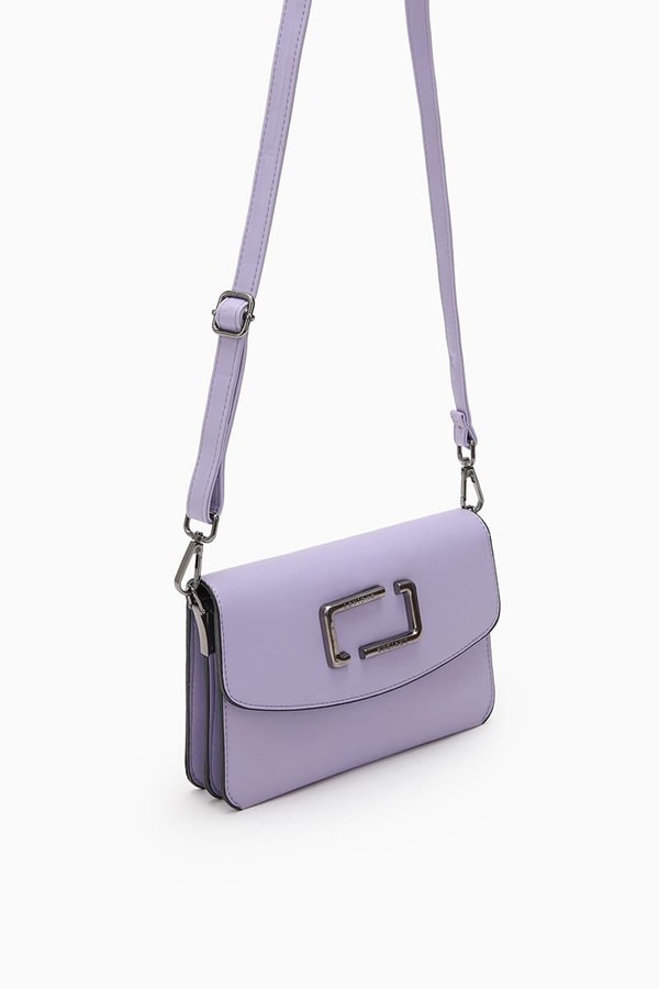 LevidorLila Metal Logolu Omuz Çantası