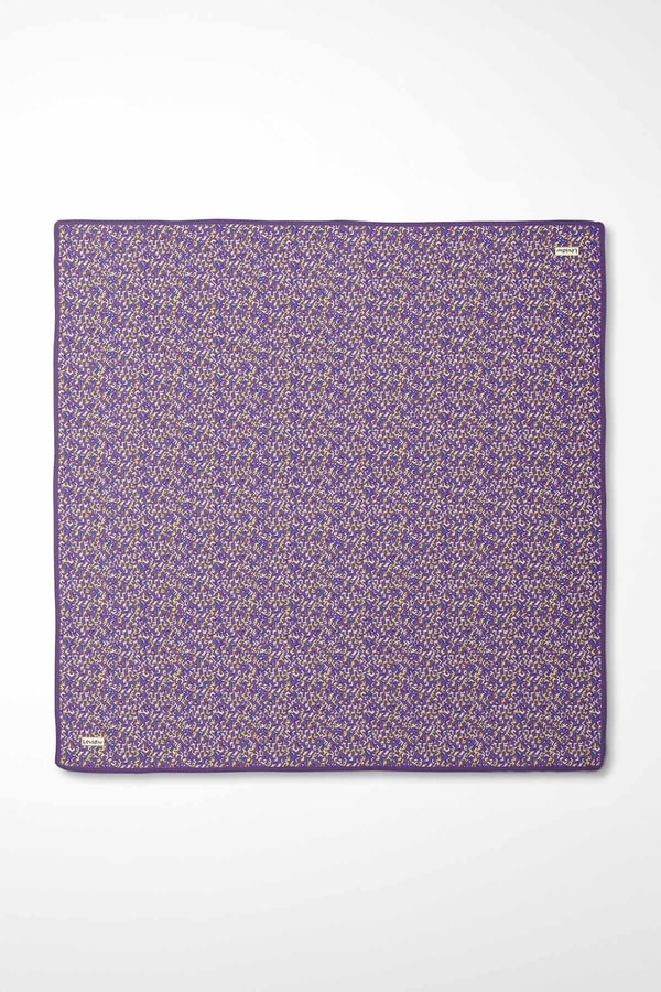 LevidorLila Mini Yazı Detay Twill İpek Eşarp