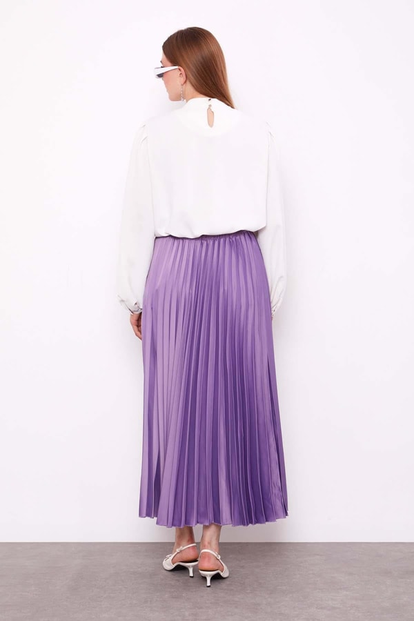 LevidorLila Piliseli Saten Etek