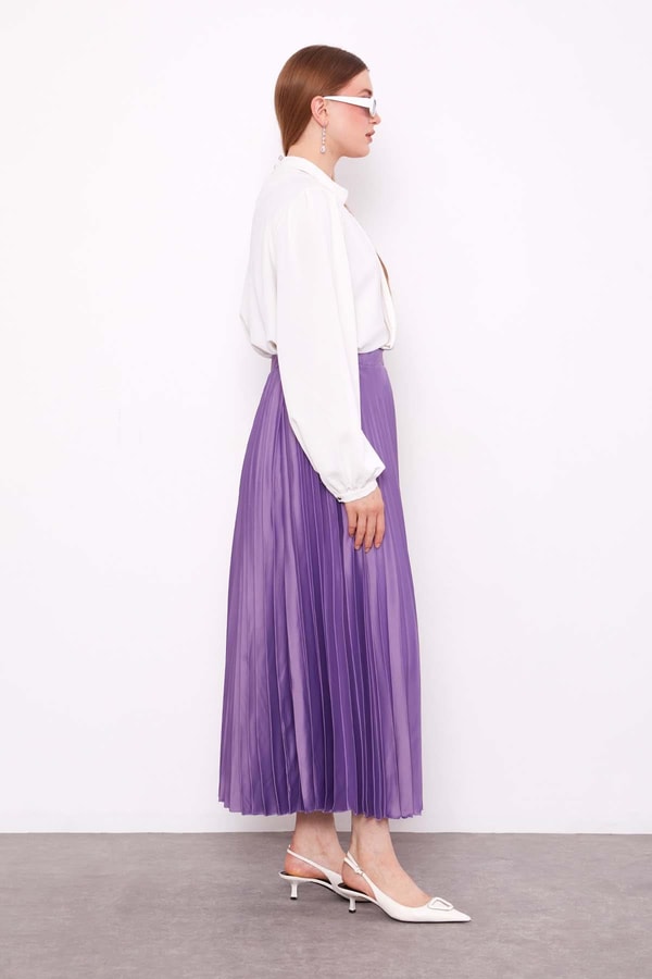 LevidorLila Piliseli Saten Etek