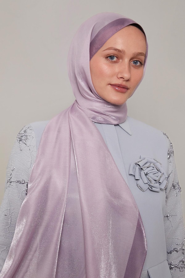 LevidorLila Şerit Desen Kehribar Şal