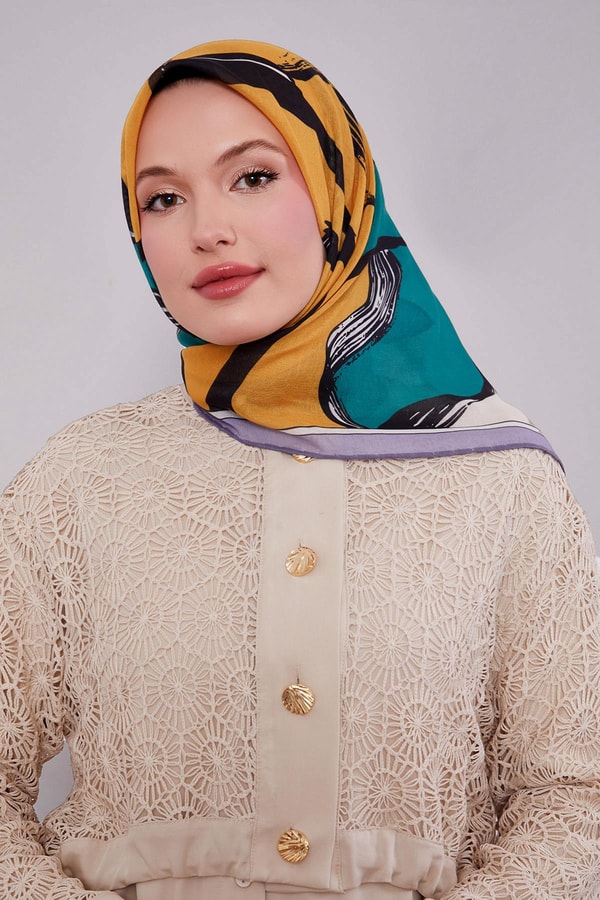 LevidorLila Soyut Desen Soft Eşarp