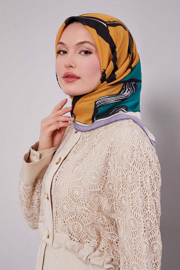 LevidorLila Soyut Desen Soft Eşarp