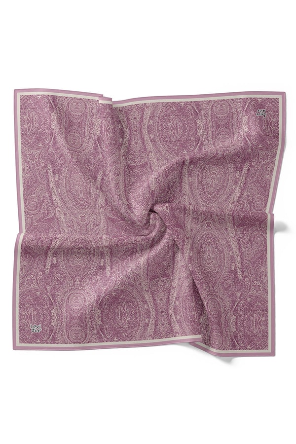 LevidorLila Soyut Etnik Desen Twill İpek Eşarp