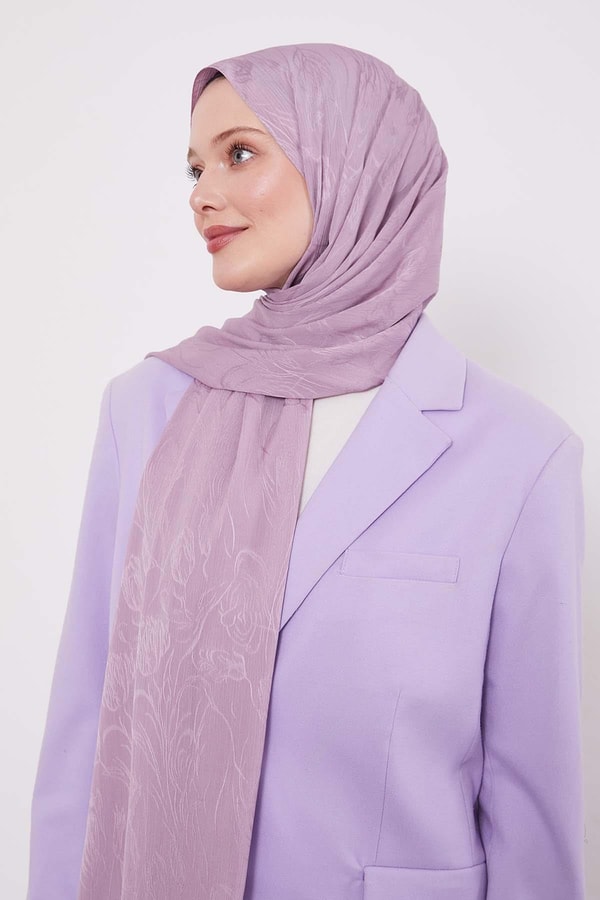 LevidorLila Soyut Lale Desen Jakar Capri Şal