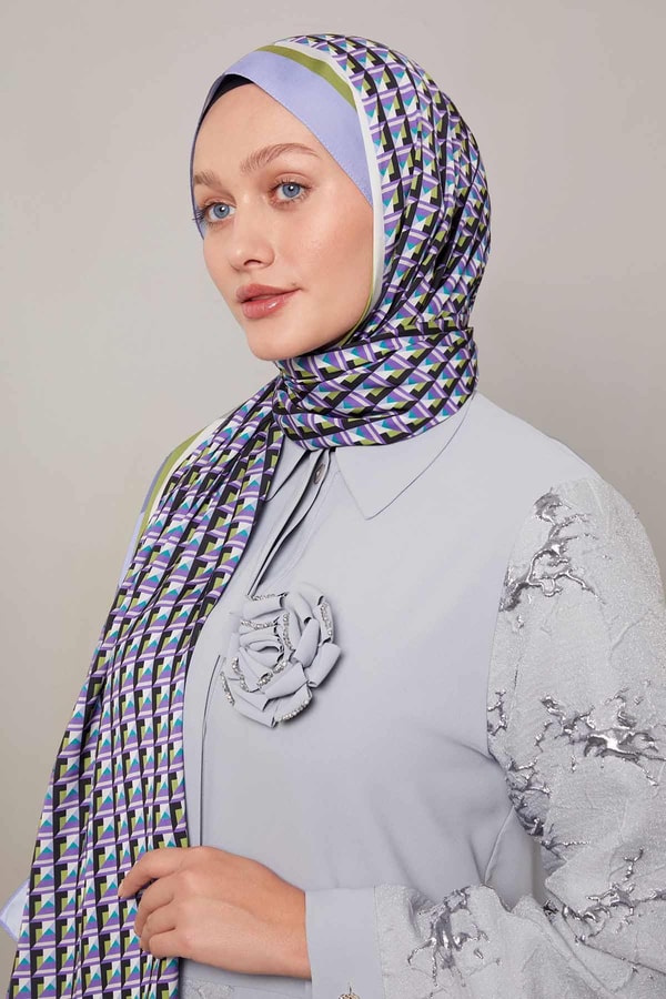 LevidorLila Üç Boyut Desen Club Şal