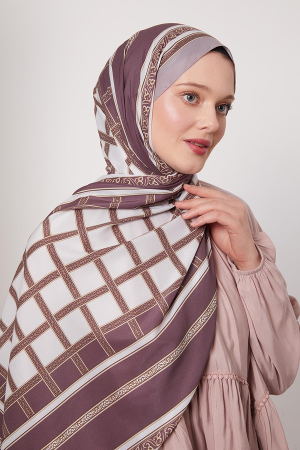 LevidorLila Varak Desen Love Şal