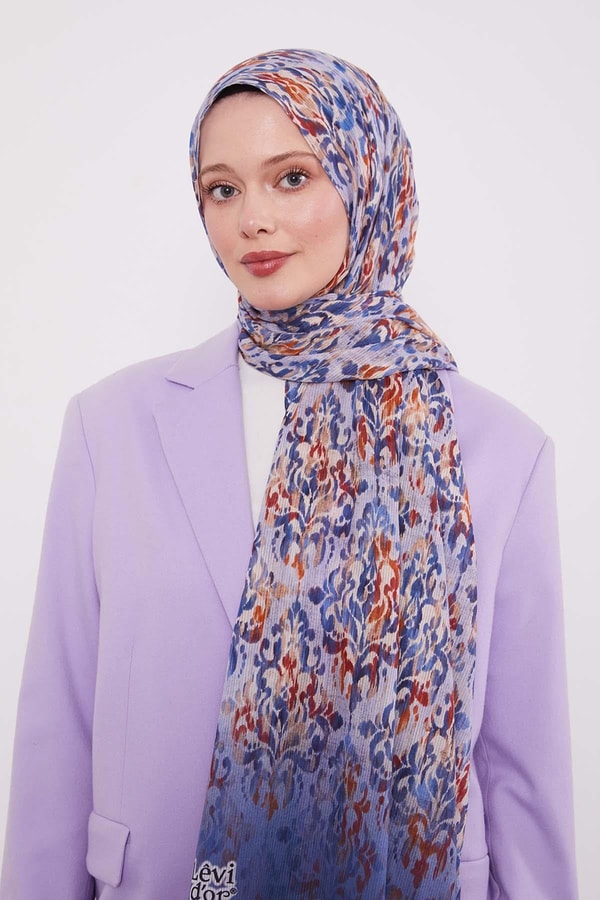 LevidorMavi Batik Desen Pamuk Şal