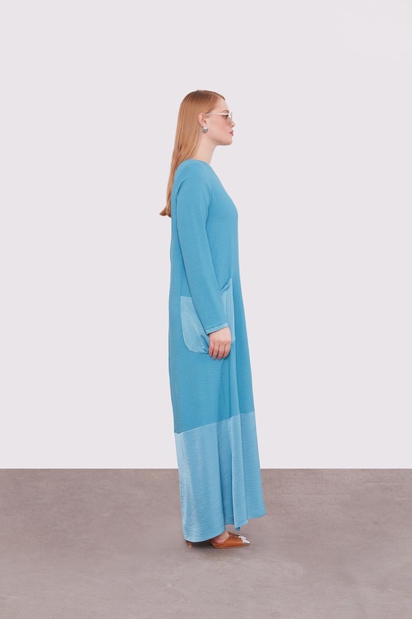 LevidorMavi Büyük Cep Detaylı Elbise