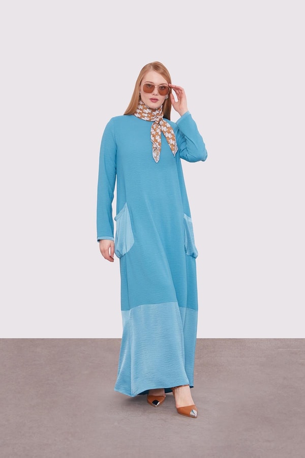 LevidorMavi Büyük Cep Detaylı Elbise