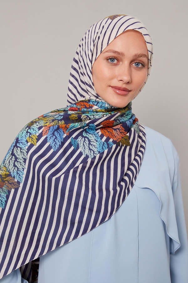 LevidorMavi Çam Desen Pamuk Şal