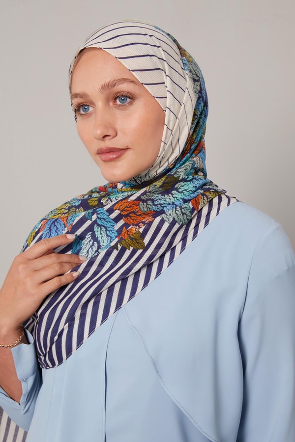 LevidorMavi Çam Desen Pamuk Şal