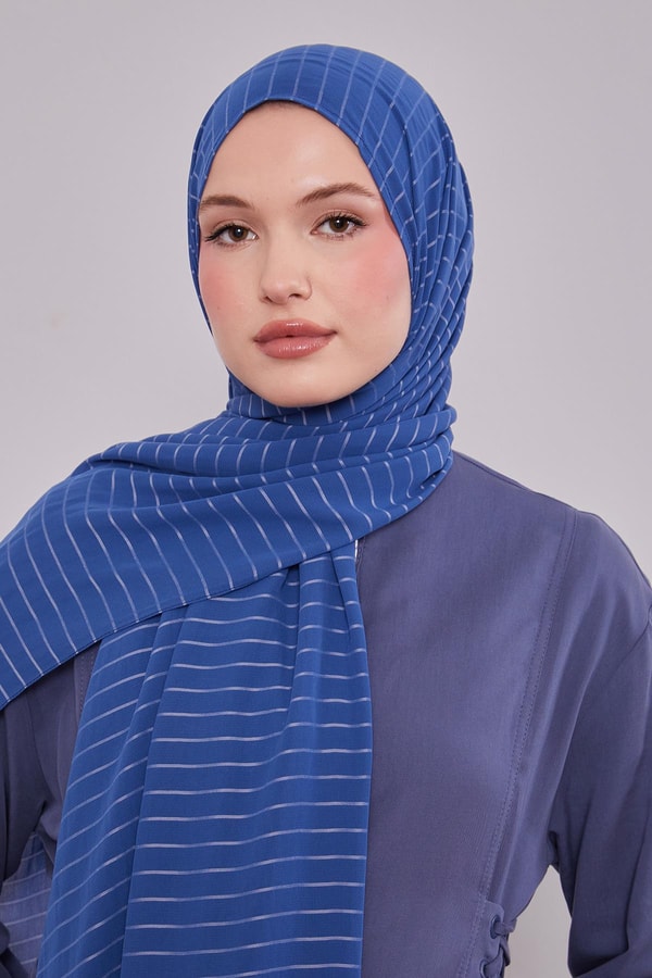 LevidorMavi Çizgili Cazz Şal