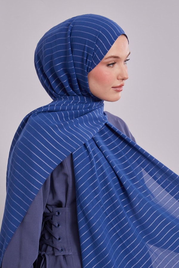 LevidorMavi Çizgili Cazz Şal