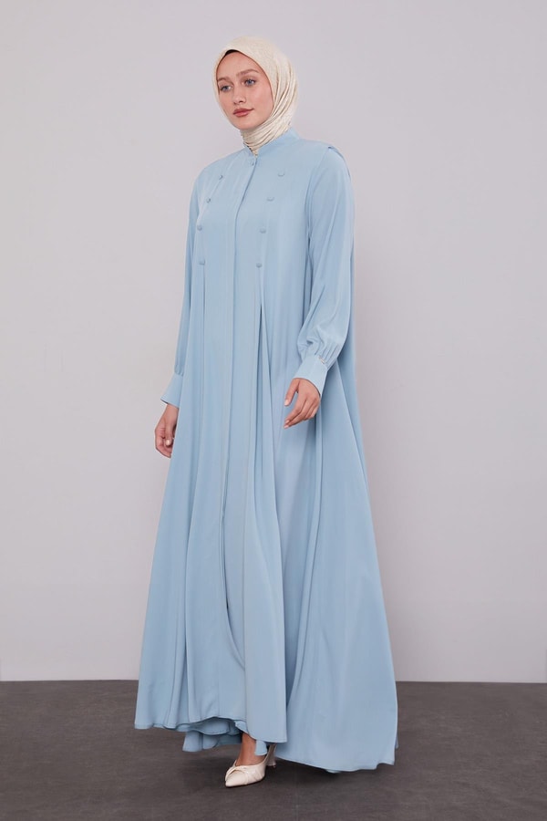 LevidorMavi Düğme Pileli Ferace