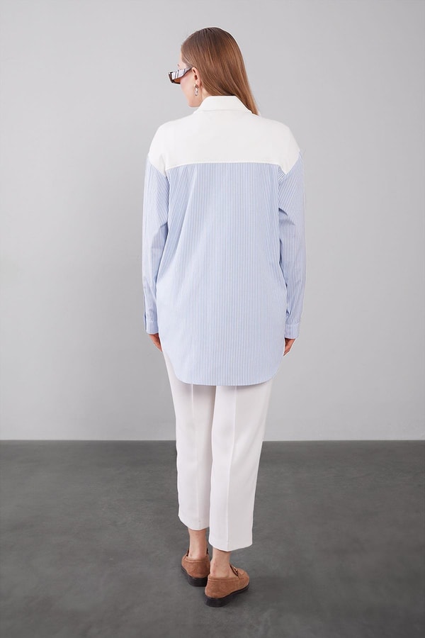 LevidorMavi İnce Çizgili Gömlek