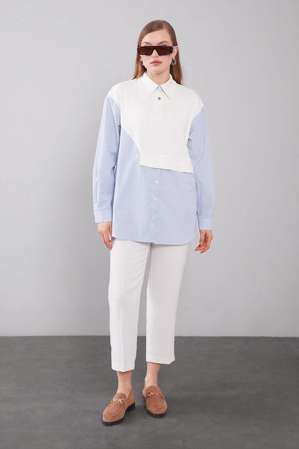 LevidorMavi İnce Çizgili Gömlek