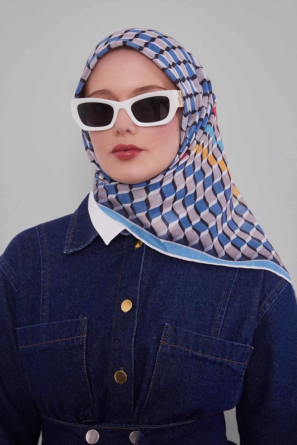 LevidorMavi Küp Desen Soft Eşarp