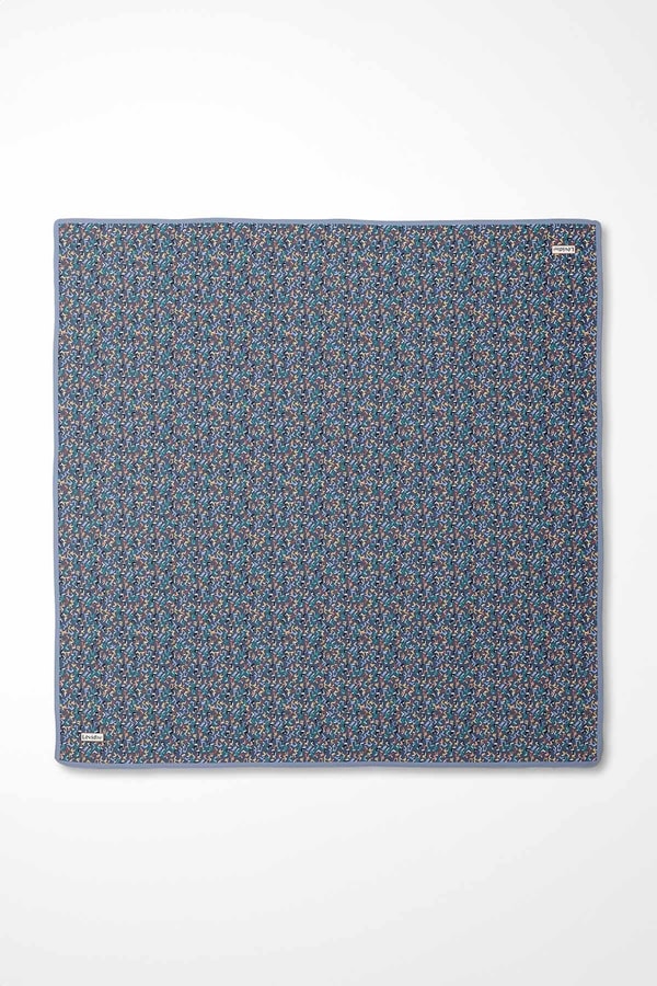 LevidorMavi Mini Yazı Detay Twill İpek Eşarp