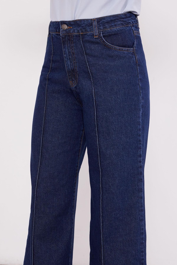 LevidorMavi Nervür Dikişli Wideleg Jean