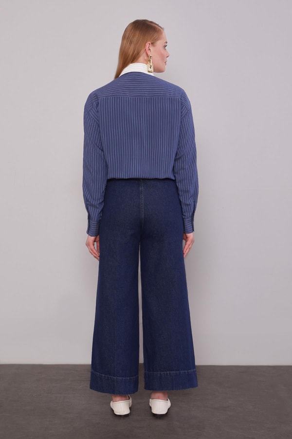 LevidorMavi Nervür Dikişli Wideleg Jean